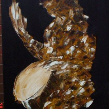 Peinture intitulée "joueur de djembé" par Sandrine Sàn, Œuvre d'art originale
