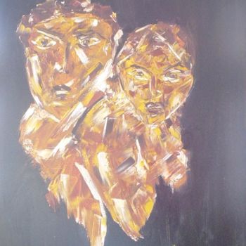 Peinture intitulée "père et fille" par Sandrine Sàn, Œuvre d'art originale