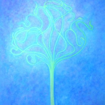 Painting titled "Tree of Light 5" by Sandrine Auriac, Original Artwork, Oil