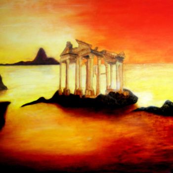 Painting titled "Atlantis L’Atlantide" by Sandrine Auriac, Original Artwork, Oil