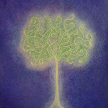 Painting titled "Tree of Light 13 /…" by Sandrine Auriac, Original Artwork, Oil
