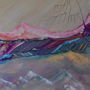 Peinture intitulée "La vallée du vent" par Sandrine Damour, Œuvre d'art originale, Autre