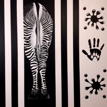 Ζωγραφική με τίτλο "Zebr'Art" από Sandrine Hardjani, Αυθεντικά έργα τέχνης