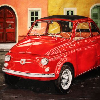 Schilderij getiteld "FIAT 500 Ancienne" door Sandrine Hardjani, Origineel Kunstwerk, Anders