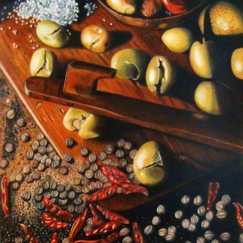 Peinture intitulée "Les épices de la mé…" par Sandrine Hardjani, Œuvre d'art originale, Autre