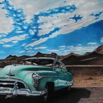 Schilderij getiteld "Route 66 Old Mobile" door Sandrine Hardjani, Origineel Kunstwerk
