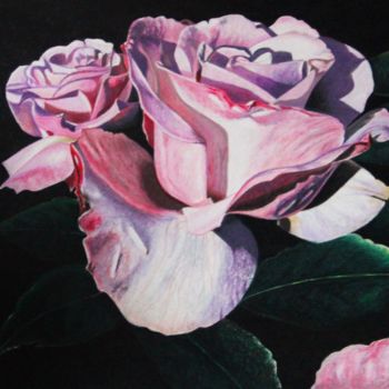 图画 标题为“Roses tendres...” 由Sandrine Hardjani, 原创艺术品, 其他