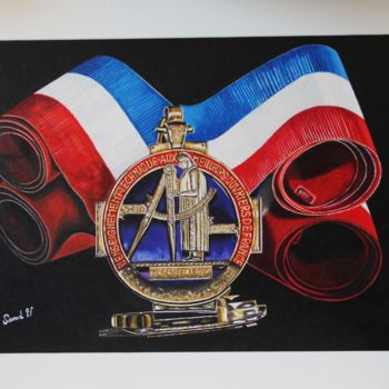 Dibujo titulada "Médaille des Meille…" por Sandrine Hardjani, Obra de arte original, Lápiz
