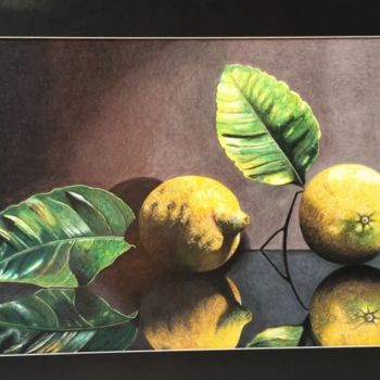 Dessin intitulée "Citrons de Menton" par Sandrine Hardjani, Œuvre d'art originale