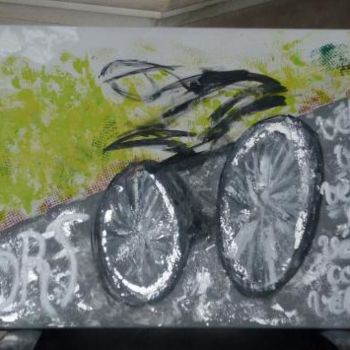 Painting titled "Cycliste" by Sandrine Leblanc, Original Artwork