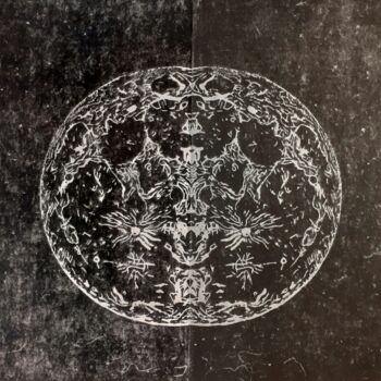 Printmaking titled "Lune en miroir" by San, Original Artwork, Xylography