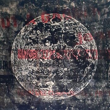 Incisioni, stampe intitolato "Lune" da San, Opera d'arte originale, Xilografia
