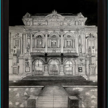 Drawing titled "Théâtre des célesti…" by Sandrine Piegay, Original Artwork, Graphite