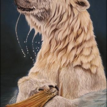 Rysunek zatytułowany „ours blanc” autorstwa Sandrine Puisais, Oryginalna praca, Pastel