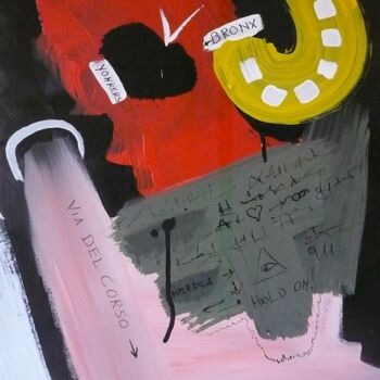 Malerei mit dem Titel "Via del Corso Bronx." von Sandro Sabatini, Original-Kunstwerk, Emaille