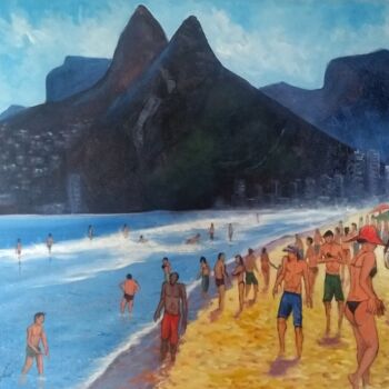 Peinture intitulée "Praia de Ipanema Rio" par Sandro José, Œuvre d'art originale, Acrylique