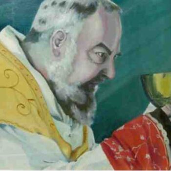 Painting titled "Omaggio a Padre Pio" by Sandro Mulinacci, Original Artwork