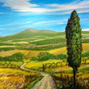 Painting titled "sulla via Francigen…" by Sandro Mulinacci, Original Artwork