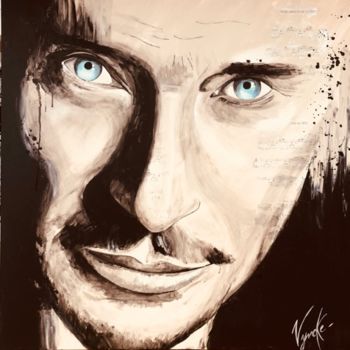 Peinture intitulée "Johnny Hallyday" par Sandrine Vyncke, Œuvre d'art originale, Acrylique