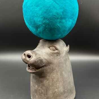 Sculpture intitulée "Otarie en folie" par Sange, Œuvre d'art originale, Terre cuite