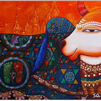 "Nandi2" başlıklı Tablo Sangita Agarwal tarafından, Orijinal sanat, Akrilik