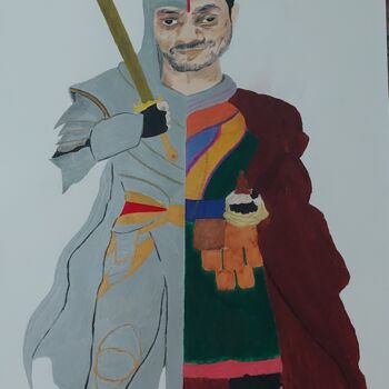 Pittura intitolato "SANGRAM'S SELF POTR…" da Sangram Bubun, Opera d'arte originale, Acrilico