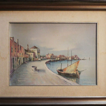 Painting titled "Paesaggio lagunare" by Sanguigni, Original Artwork