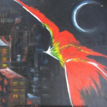 Painting titled "flight in night" by Francesco Sanguinetti, Original Artwork
