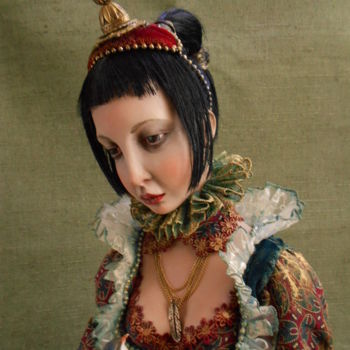 Sculpture intitulée "Girl with a bird…" par Vera Sanina, Œuvre d'art originale, Autre