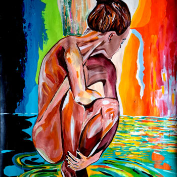 Картина под названием "The girl at the wat…" - Sanja Jancic, Подлинное произведение искусства, Акрил