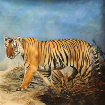 Painting titled "Tiger Series 3" by Sanjay P, Original Artwork, Acrylic