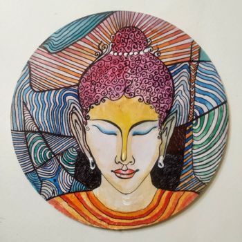 Tekening getiteld "Buddha 2" door Sanjay Punekar, Origineel Kunstwerk, Acryl