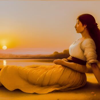Arte digitale intitolato "Tranquil Sunset" da Sankha Ghosh, Opera d'arte originale, Fotomontaggio