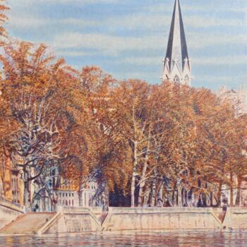 Peinture intitulée "Lyon, Saint-Georges…" par Sannier Alain, Œuvre d'art originale, Acrylique Monté sur Châssis en bois