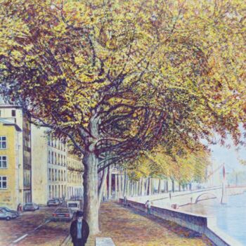 Картина под названием "Lyon, en balade sur…" - Sannier Alain, Подлинное произведение искусства, Акрил Установлен на Деревянн…