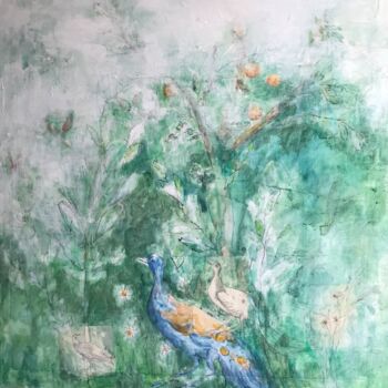 Malerei mit dem Titel "Oiseaux" von Sanrey, Original-Kunstwerk, Aquarell