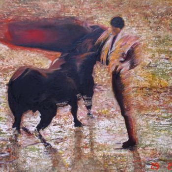 Pintura titulada "Corida sous la pluie" por San Roman, Obra de arte original, Oleo