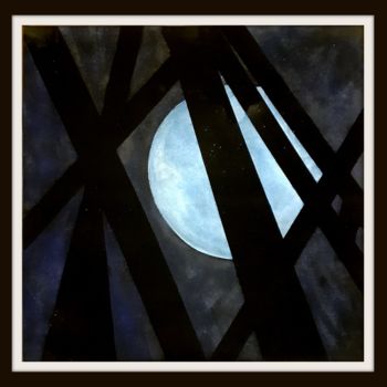 Pintura titulada "Lune bleue" por San Roman, Obra de arte original, Collages