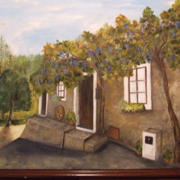 Painting titled "CASA DE ALDEIA" by Santana, Original Artwork, Oil