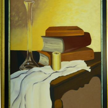 Malerei mit dem Titel "Livres de chevet" von Paul Santander, Original-Kunstwerk, Öl