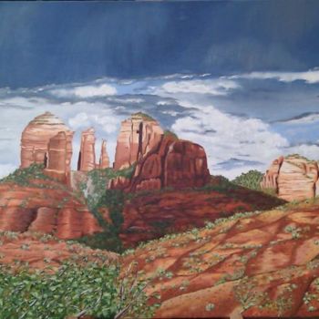 Malerei mit dem Titel "Cathédral rock" von Paul Santander, Original-Kunstwerk, Öl
