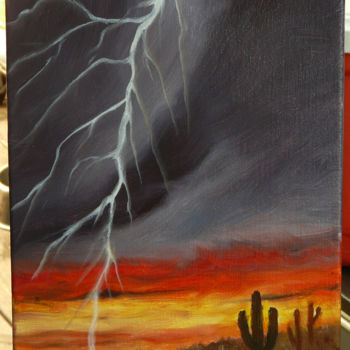 Painting titled "Storm in New Mexico" by Paul Santander, Original Artwork, Other