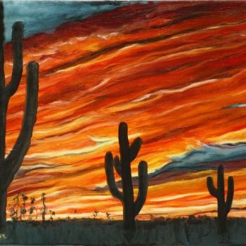 Malarstwo zatytułowany „Cactus in New-Mexico” autorstwa Paul Santander, Oryginalna praca