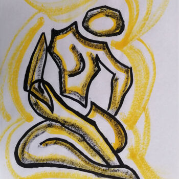 Desenho intitulada "Serie dorada 24" por Santi Goñi, Obras de arte originais, Tinta