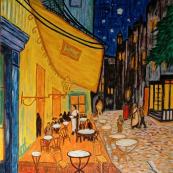 Pintura intitulada "2-La-terraza-van-go…" por Santi Goñi, Obras de arte originais, Óleo