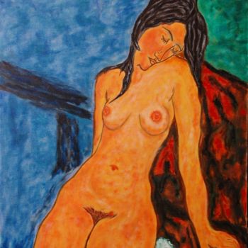 Malerei mit dem Titel "10-mujer-de-pies-Mo…" von Santi Goñi, Original-Kunstwerk, Öl