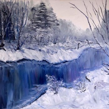 Pintura intitulada "rio-ason-nevado-65x…" por Santi Goñi, Obras de arte originais, Óleo