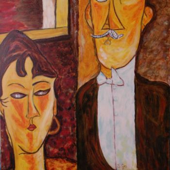 Painting titled "11-dos-retratos-mod…" by Santi Goñi, Original Artwork, Oil