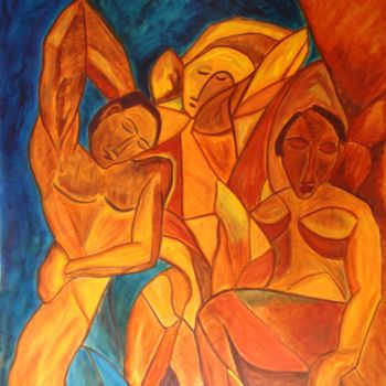 Painting titled "16-Tres-mujeres-Pic…" by Santi Goñi, Original Artwork, Oil