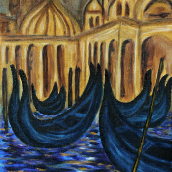 Painting titled "17-gondolas.jpg" by Santi Goñi, Original Artwork, Oil